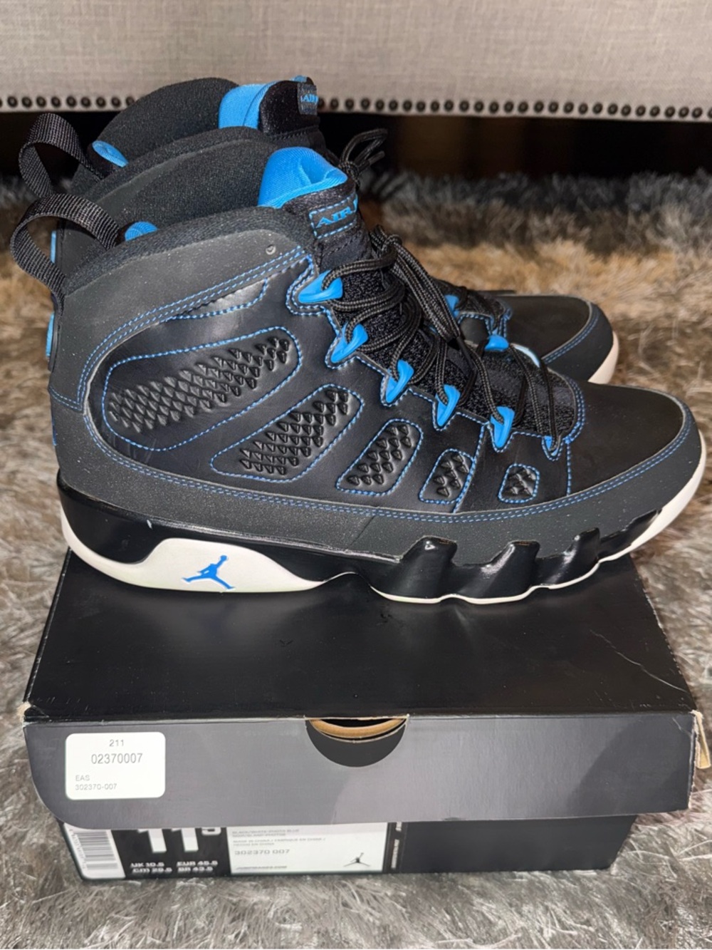 Jordan Retro 9 Black and Blue “Photo Blue” 2012 Men’s Sneakers 11.5
